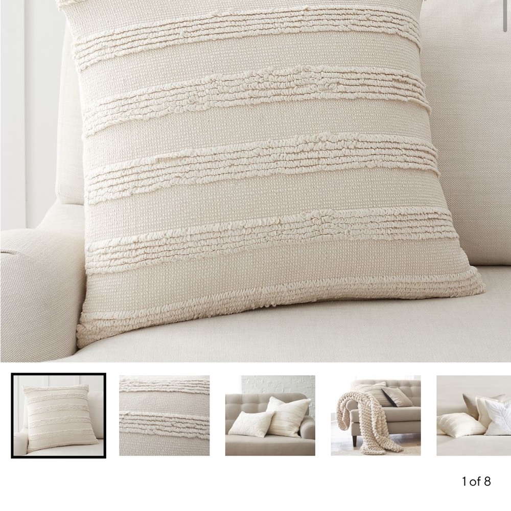Pottery Barn Cream Cotton Pillow Cover